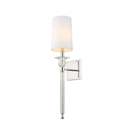 Z-Lite Ava 1 Light Wall Sconce, Polished Nickel & White 804-1S-PN